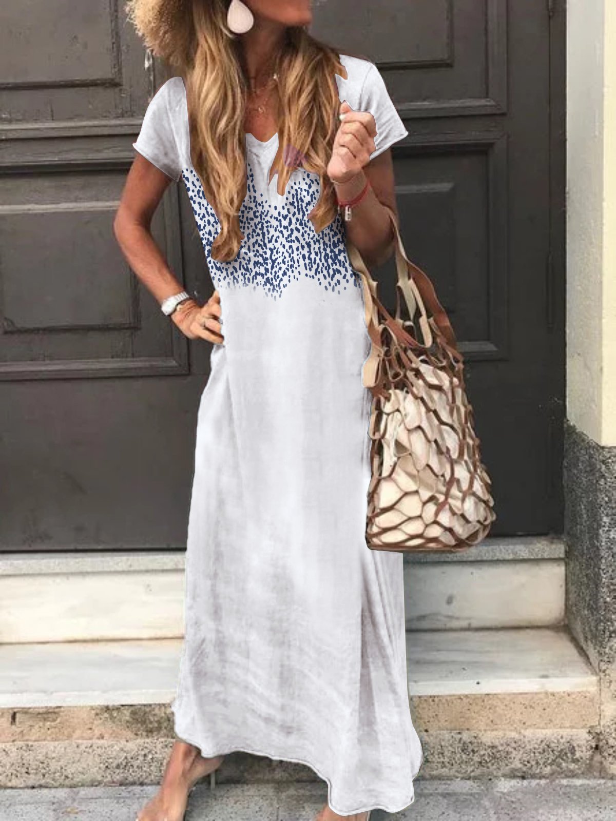 Printed Holiday Maxi Dress
