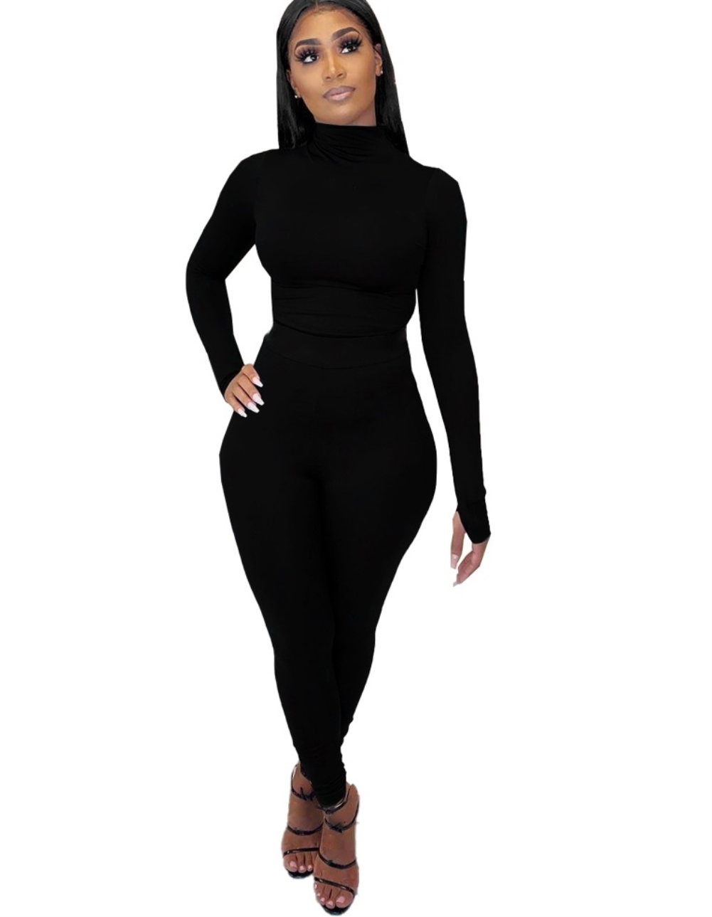 Fall Plain Two Piece Bodycon Pants Set