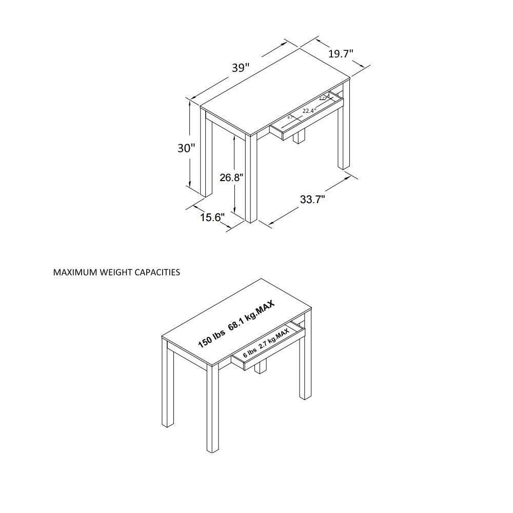 Avenue Greene Jack Weathered Oak Desk with Drawer - Parson Desk