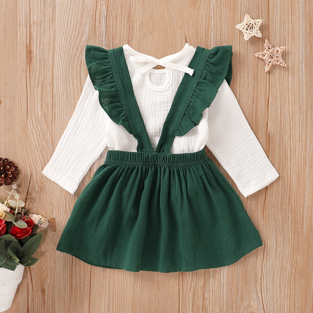 Kids Girl Long Sleeve Organic Top and Bib Skirts