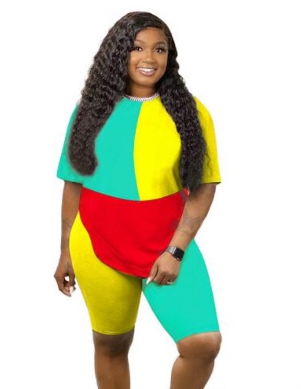 Casual Contrast Two Piece Shorts Set