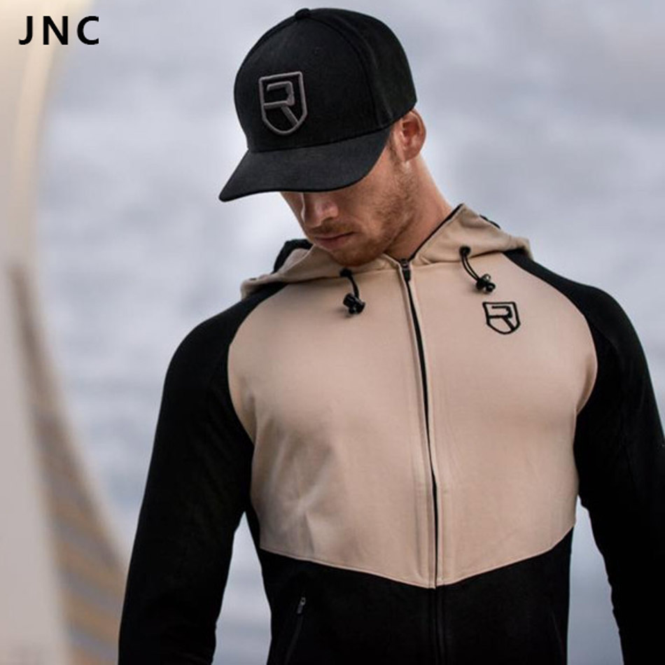 JNC Sports Hoodies for Men Sporty Pajama Hoodie Mens Zipper Hoodies Jersey Sports Outdoor Turn Down Collar Hooded Sweatshirts