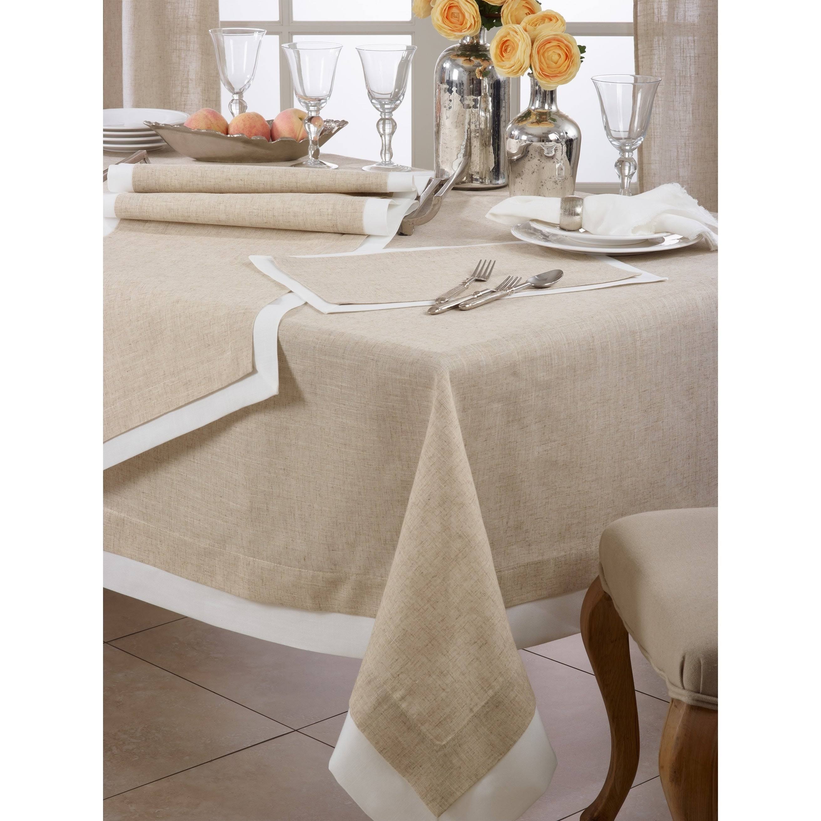 Saro Lifestyle 1982.N67160B 67 x 160 in. Rectangular Layered Design Tablecloth - Natural