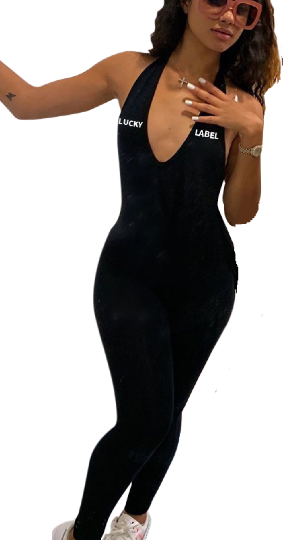 Sports Fitness Low Back Halter Jumpsuit