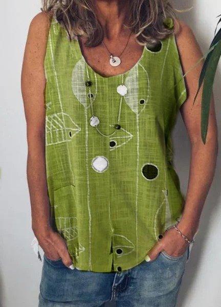 Casual V Neck Sleeveless Cotton Shirts & Tops