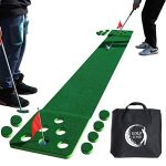 Golf Putting Green Game Set, Golf Putting Game Mat, 4 Golf Balls, 1 Portable Carrying Bag, 12 Hole Covers,Green Color