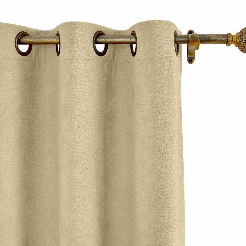 Antique Bronze Grommet Polyester Cotton Drapery With Blackout Lining Thermal Curtain Kantee