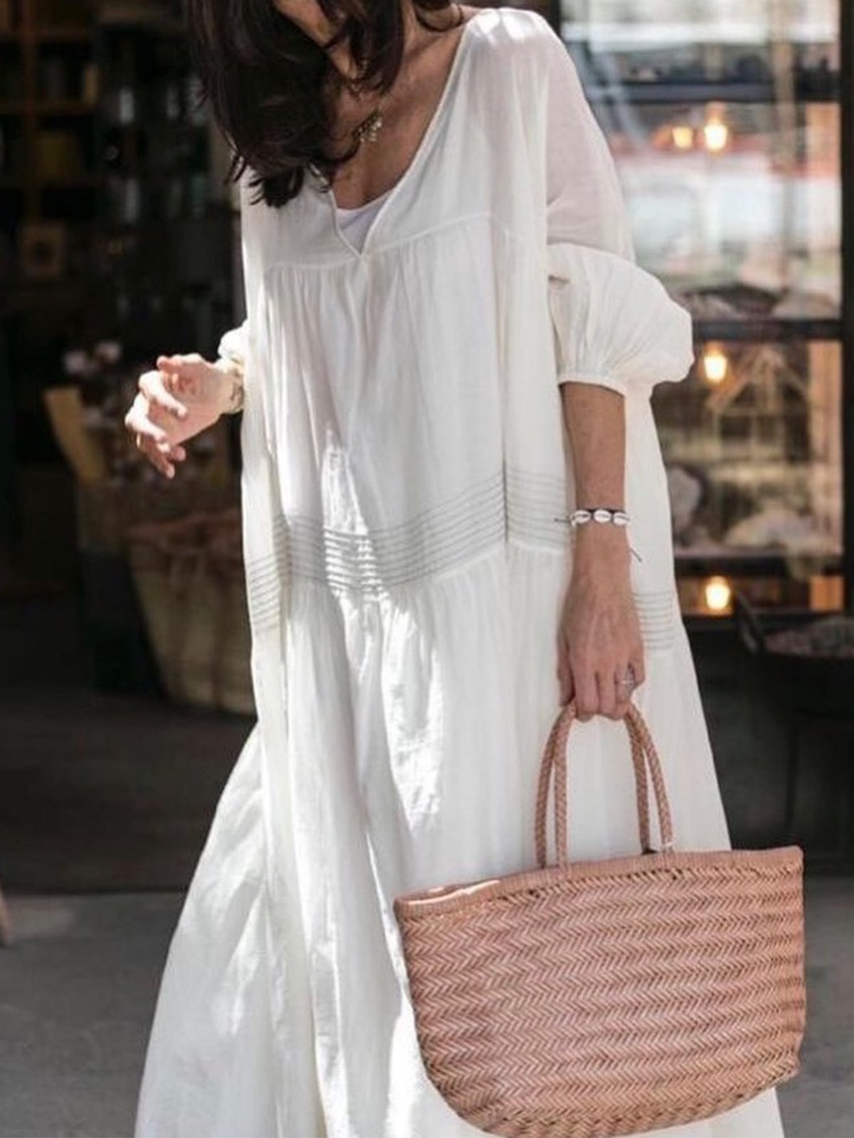 Bohemian casual  Solid dress