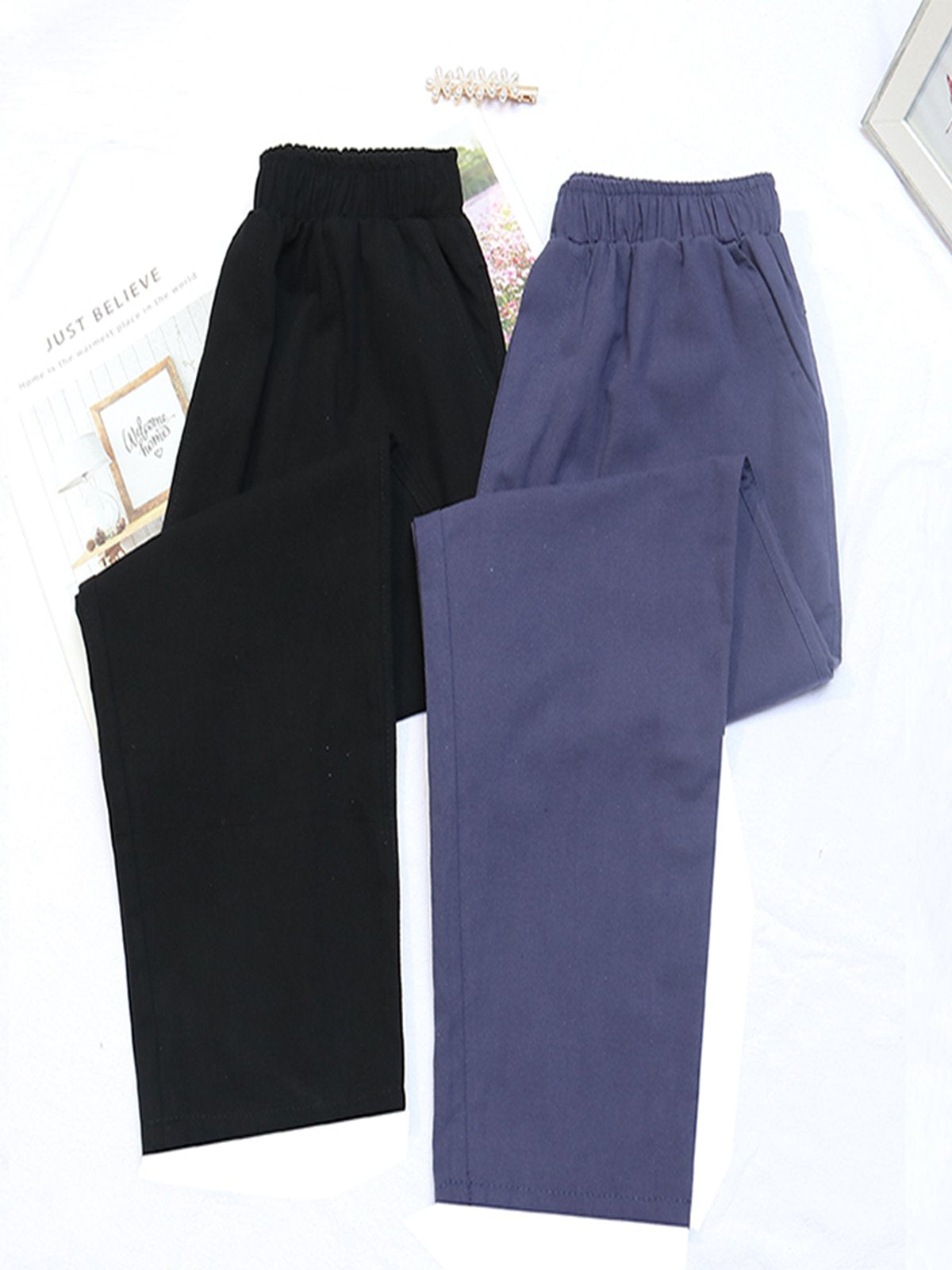 Plus Size Women Cotton And Linen Solid Loose Casual Pants