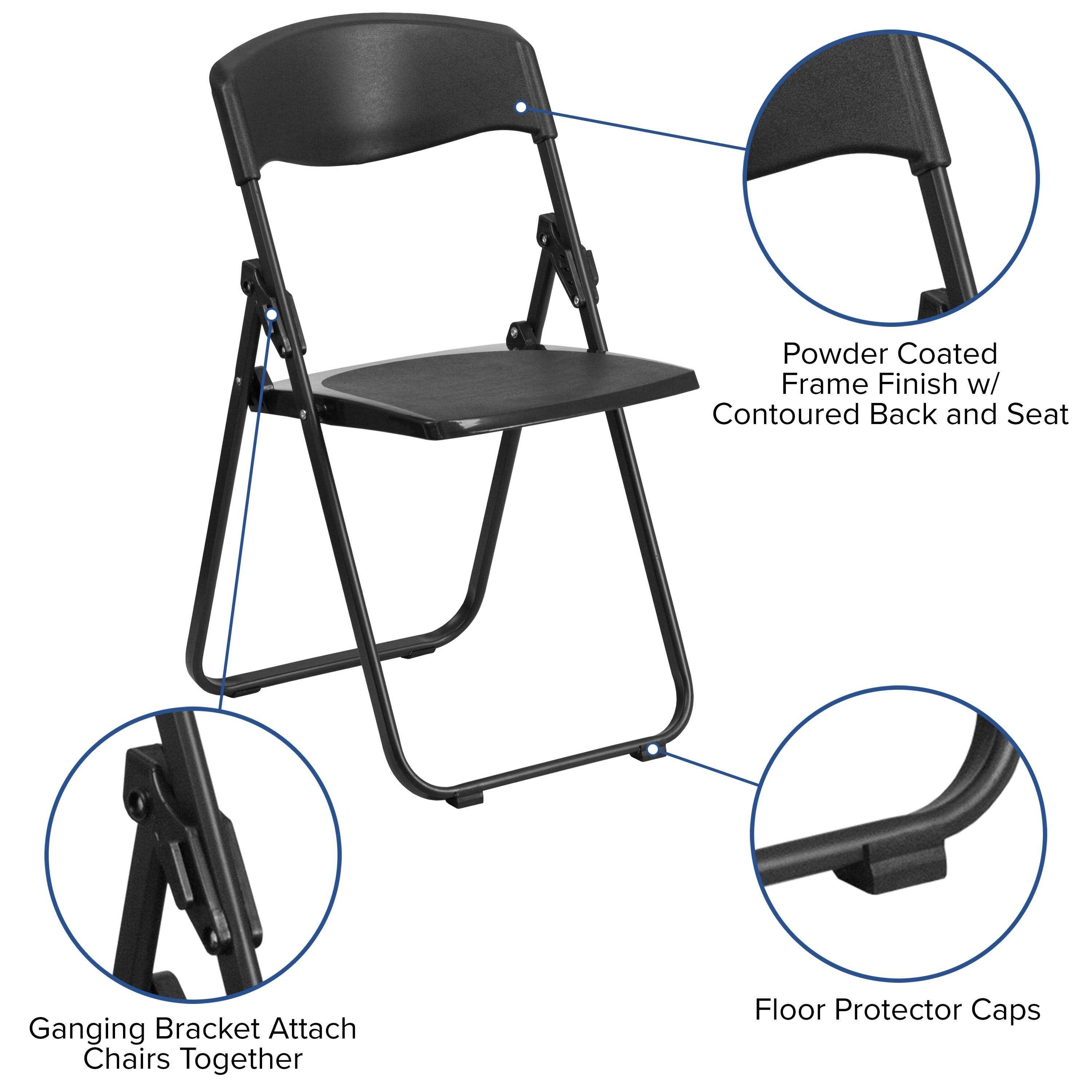 500 lb. Capacity Heavy-Duty Folding Chairs (Pack of 6) Black