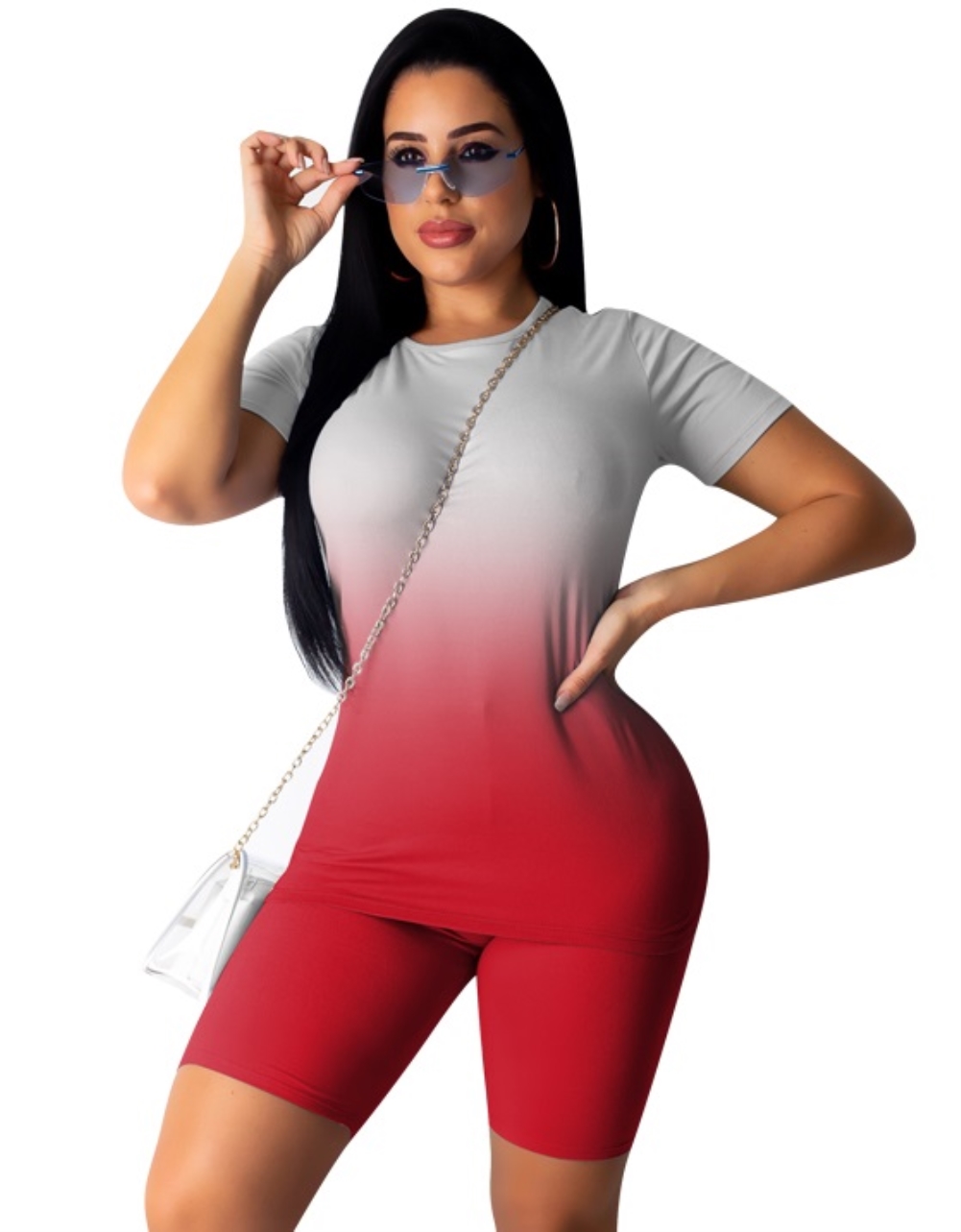 Casual Two Piece Gradient Shorts Set