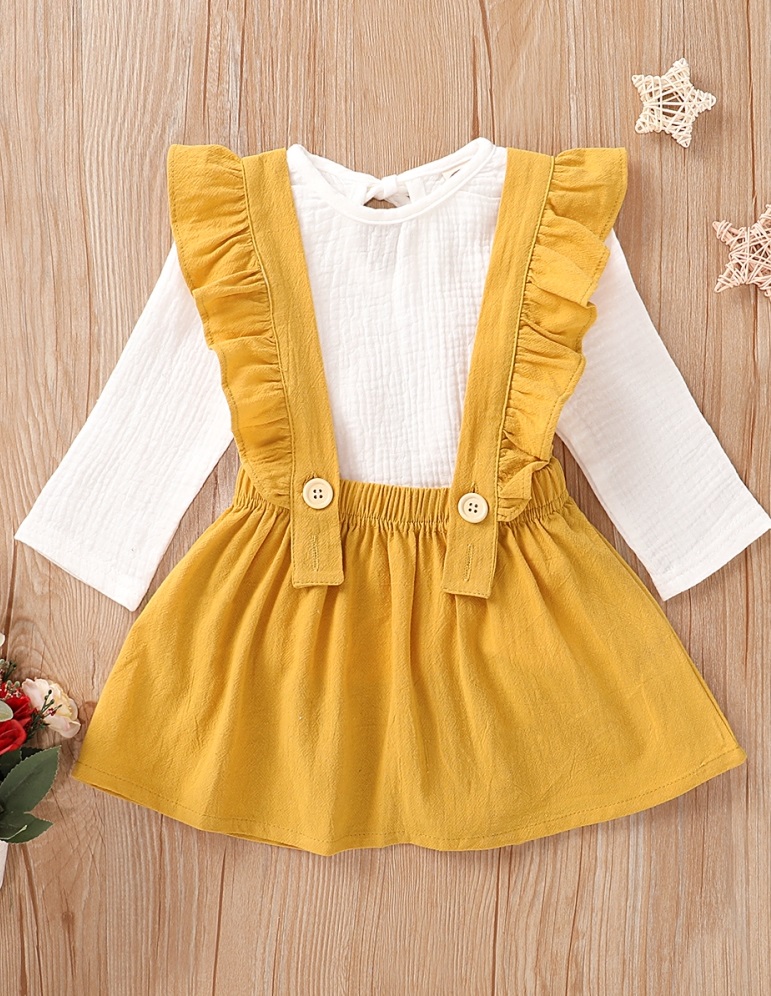 Kids Girl Long Sleeve Organic Top and Bib Skirts