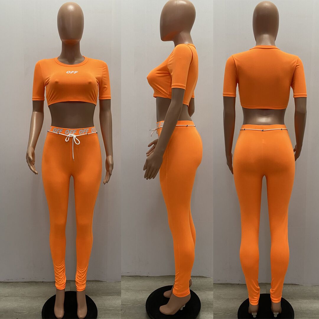 Summer Sports Fitness Crop Top and High Waist Legging Set