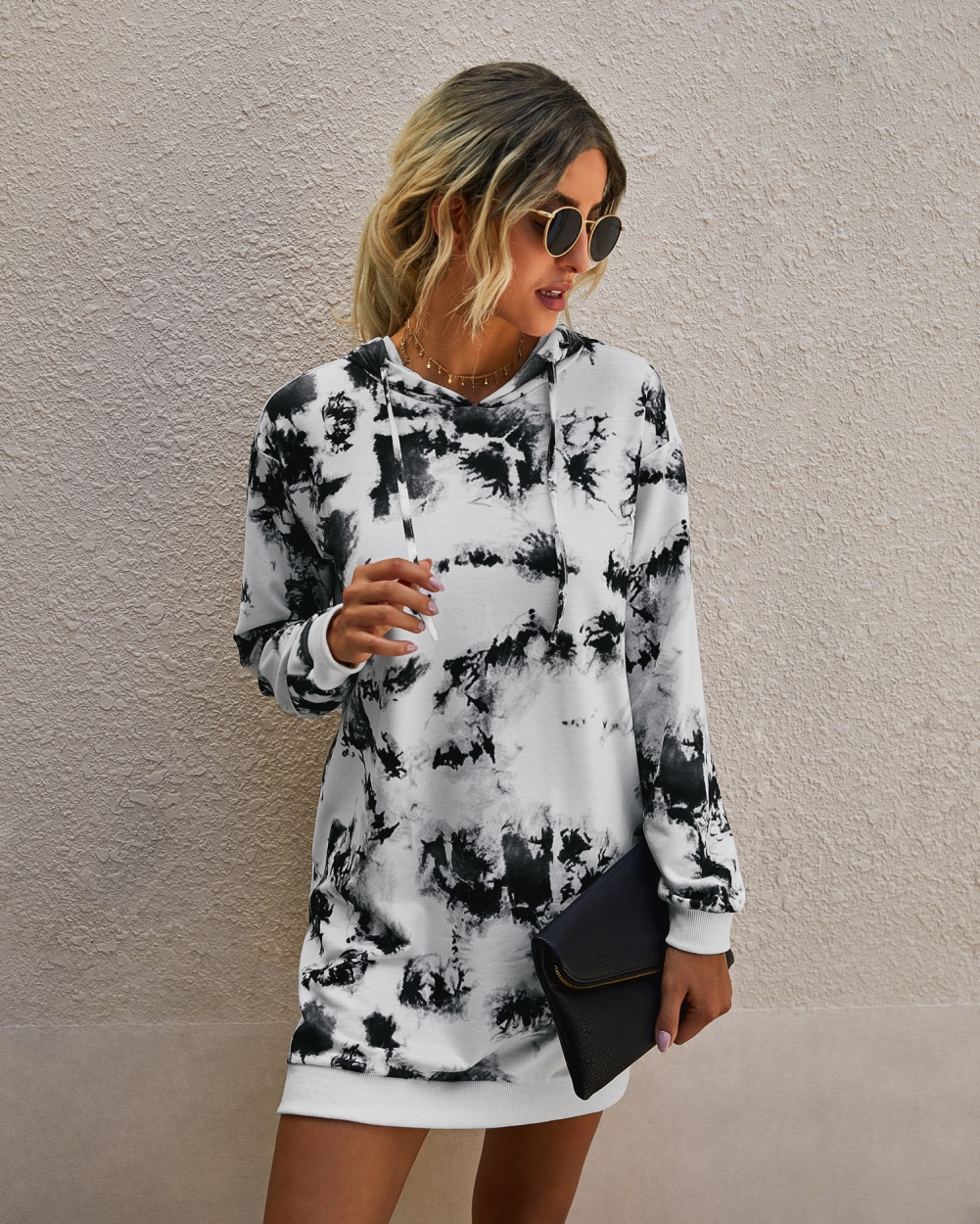 Autumn Tie Dye Fashion Hoody Dress