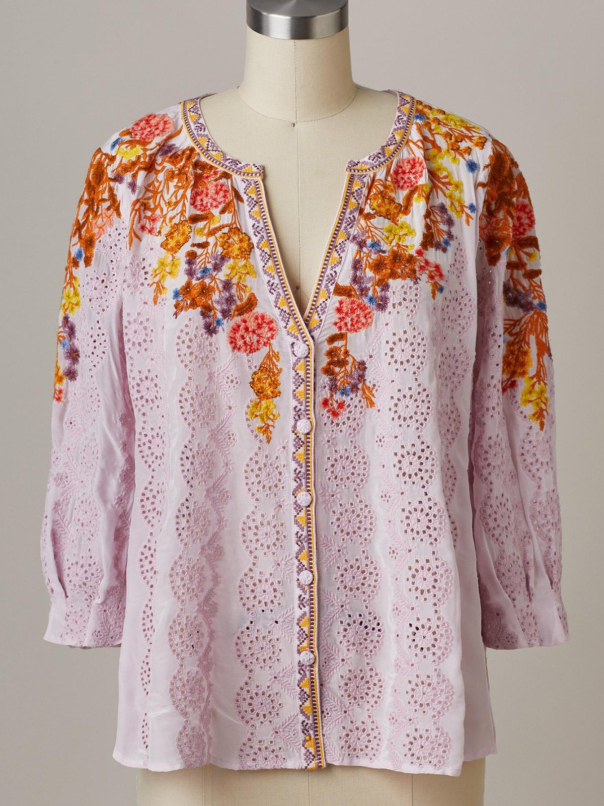 Shirt Collar 3/4 Sleeve Vintage Shirts & Tops