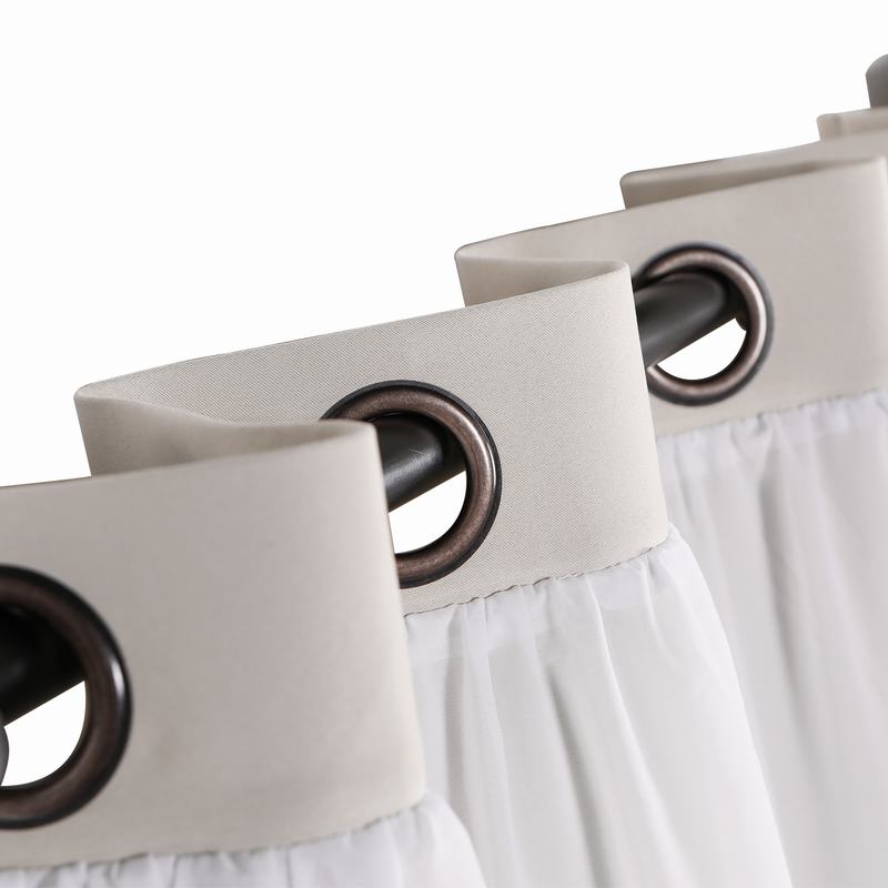 Layered Curtain Mix & Match Elegance White Crushed Voile x Blackout Curtain Grommet Panel ELI