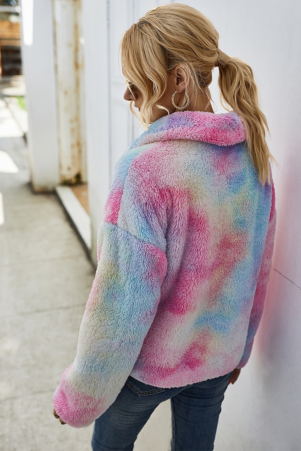 Tie Dye Pocket Plush Pullover Top