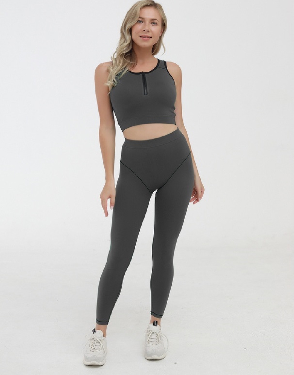 Sports Yoga Sleeveless Crop Top and High Waist Legging Set