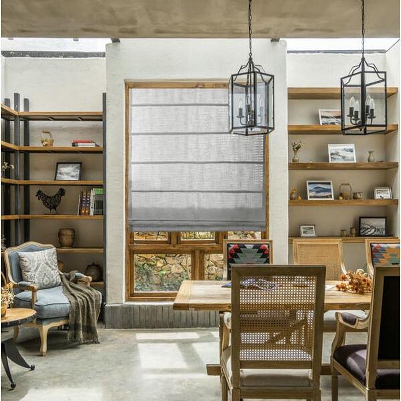 Polyester Linen Roman Shade In Grey