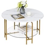 2-Tier Small Coffee Table with Storage Clear Accent for Dining Room