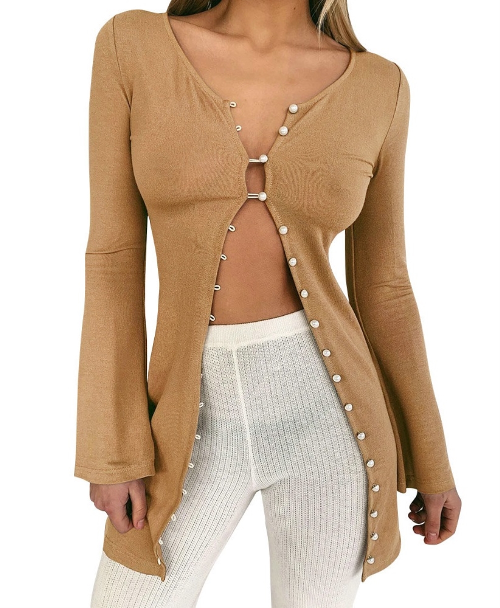 Sexy Button Up Plain Long Top