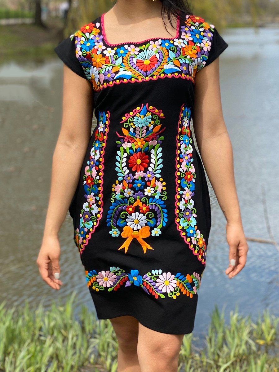 Casual Printed Tribal Short Sleeve Dresses