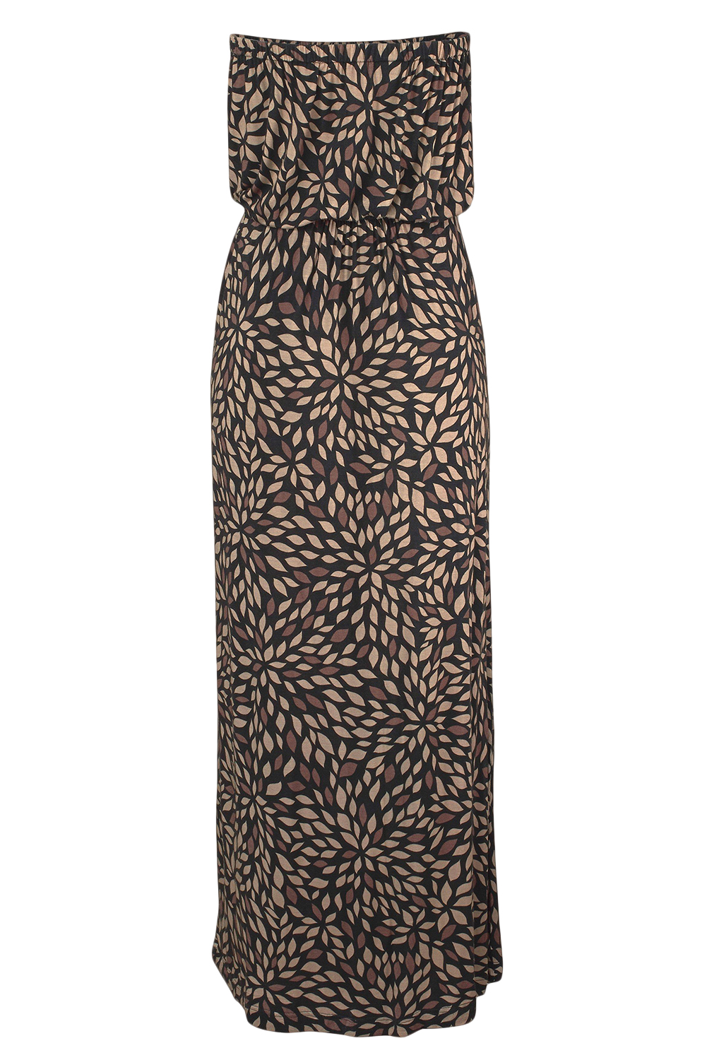 Black Bohemian Bandeau Floral Print Maxi Dress