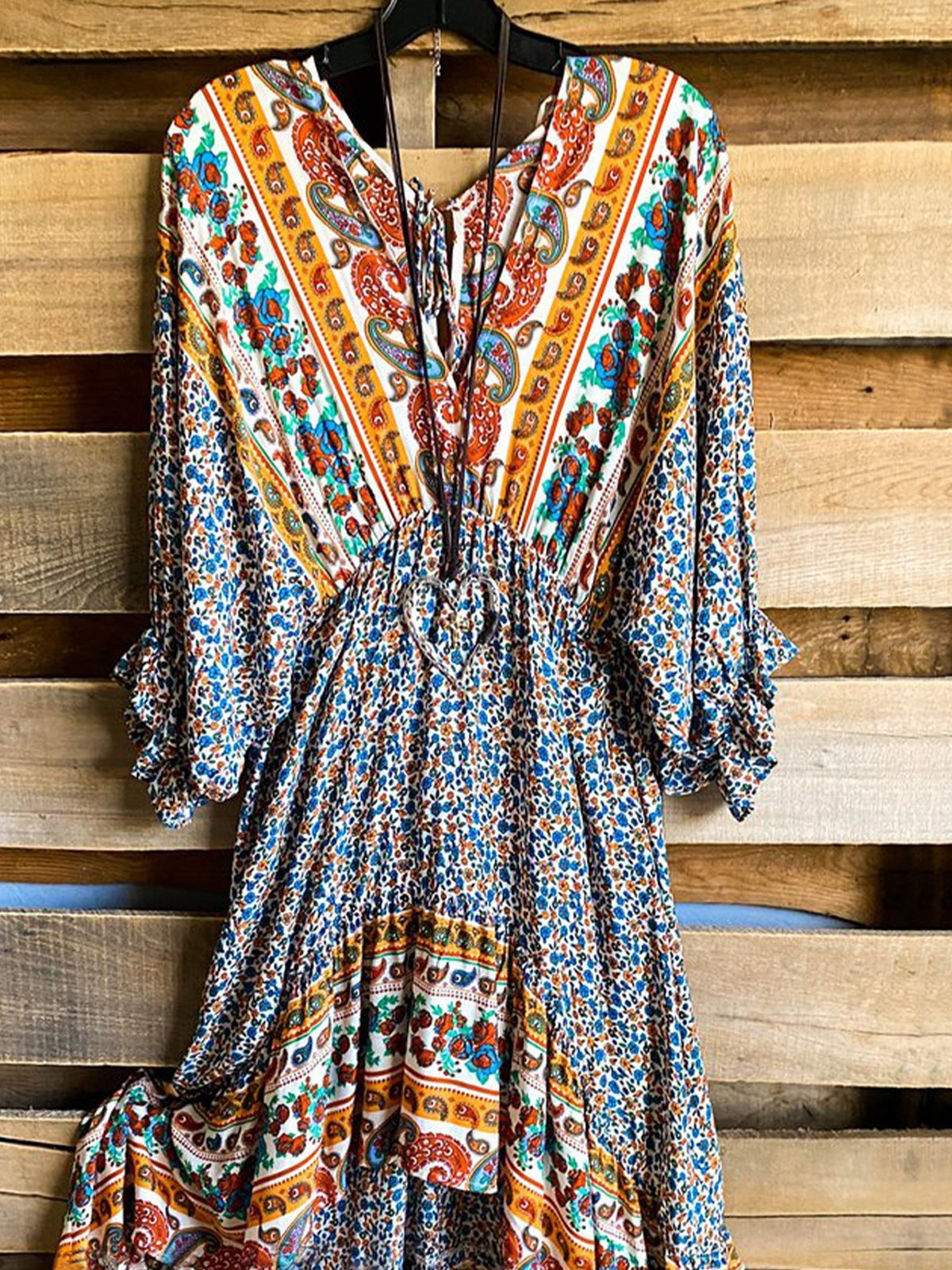 Shift Paisley Vintage Long Sleeve Dresses