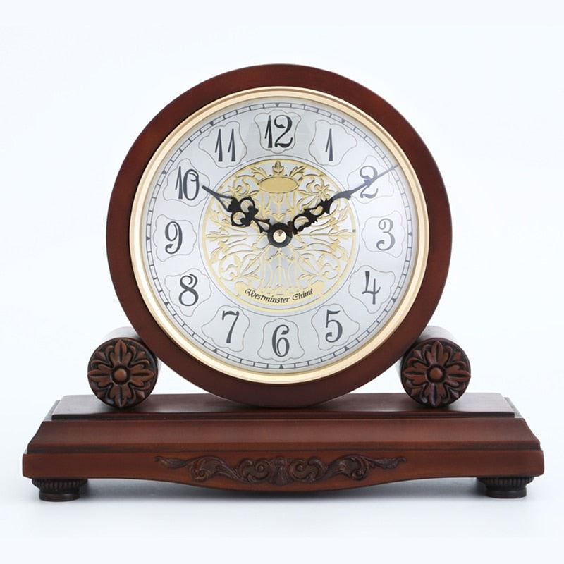 Wooden Mantel Clock for Living Room Decoration �C Silent, with Chiming, Battery Operated Mantle Clock for Fireplace, Office, Desk
