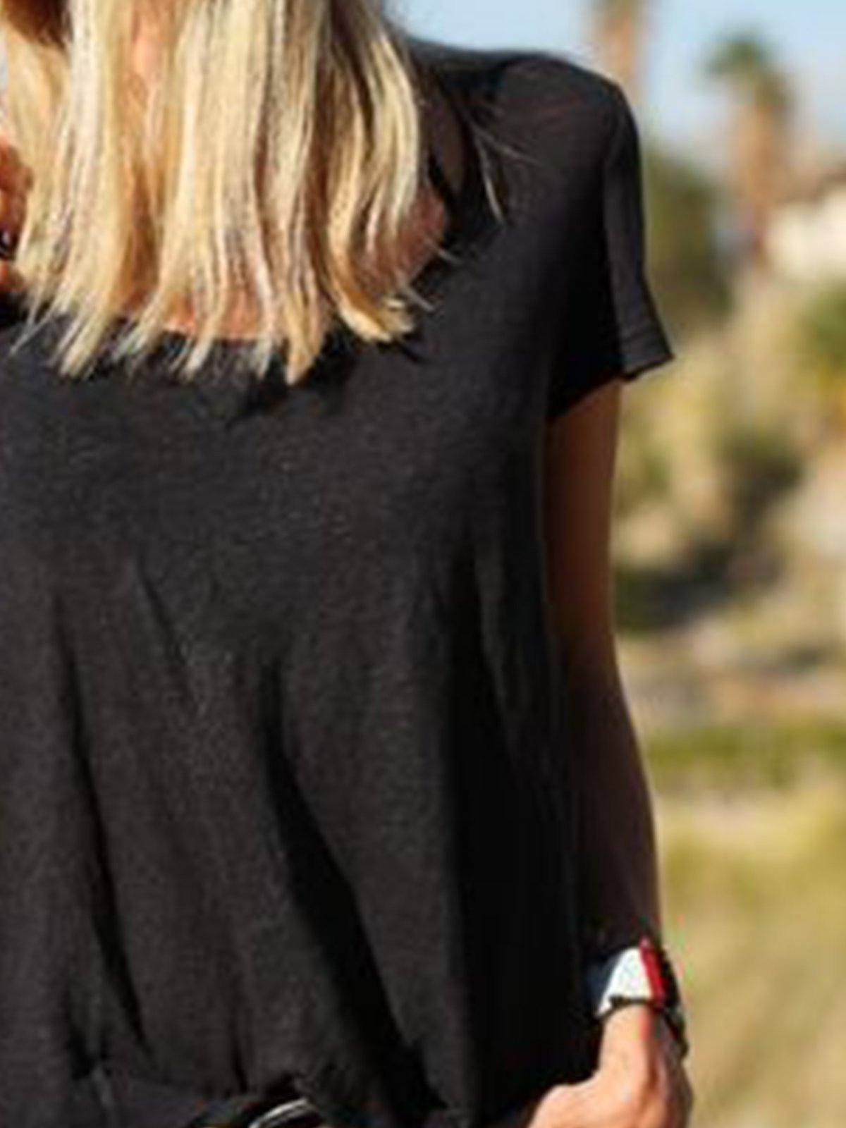 Black Short Sleeve Crew Neck Jersey Shirts & Tops