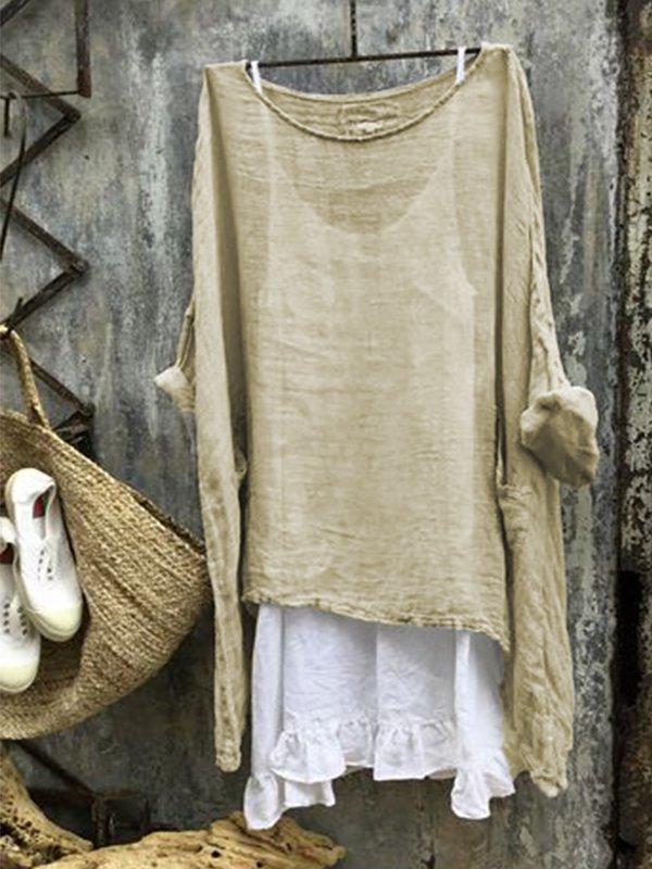 Women Thin Summer Linen Plus Size Tops