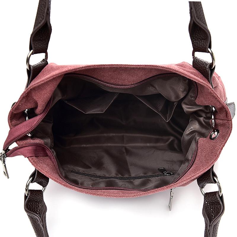 Vintage Casual Handbags Canvas Ladies Shoulder Bag Large Capacity Multi-layer Bags