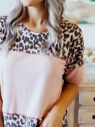 Color-Block Short Sleeve Vintage Shirts & Tops