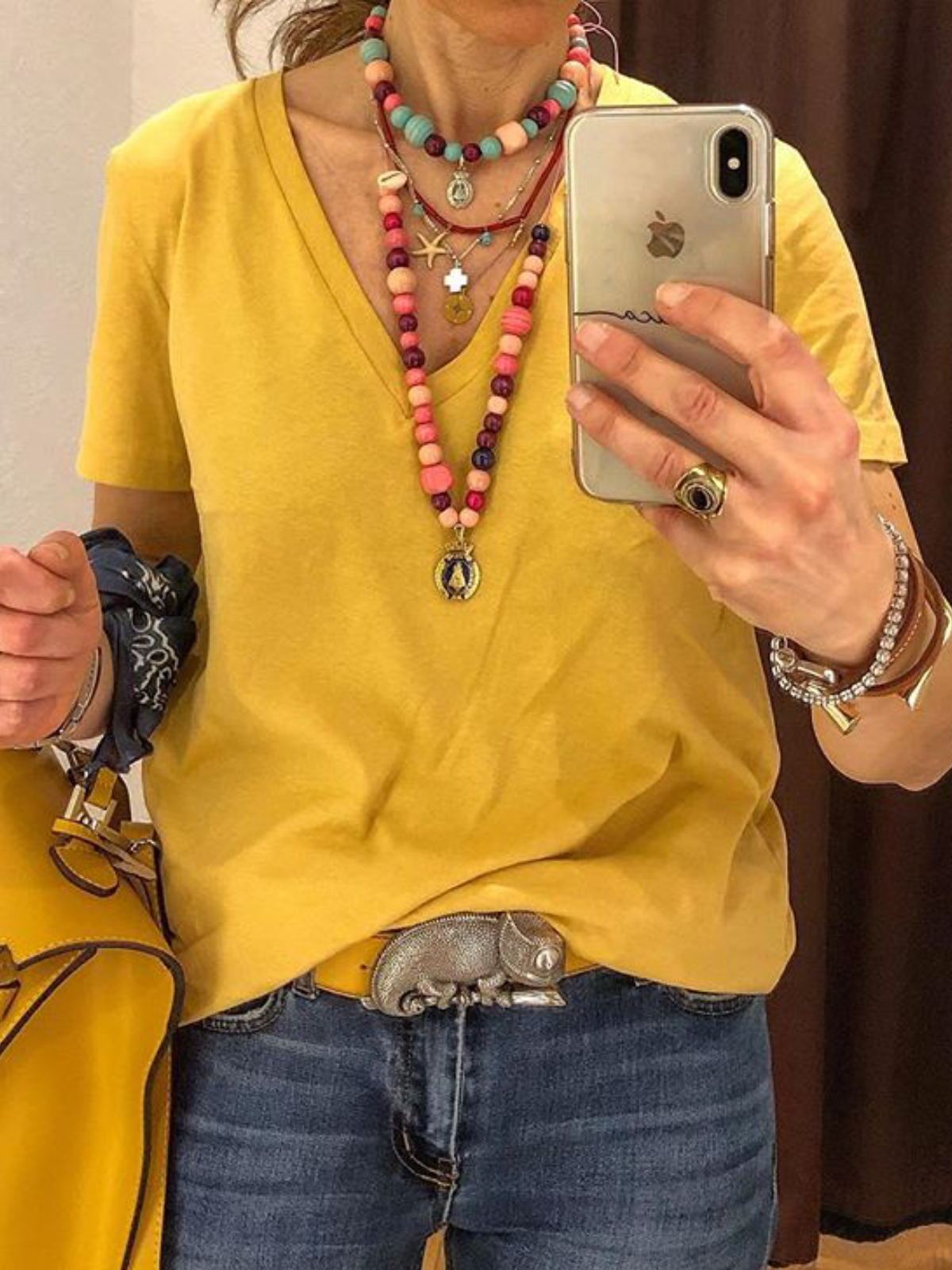 Yellow Solid Casual V Neck Short Sleeve Tops