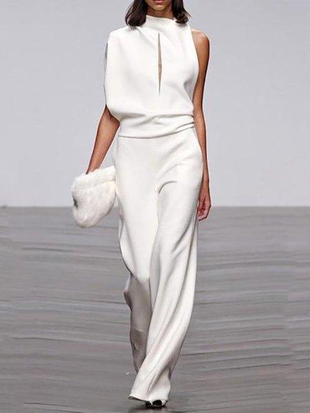 Sleeveless Solid Casual One-Pieces