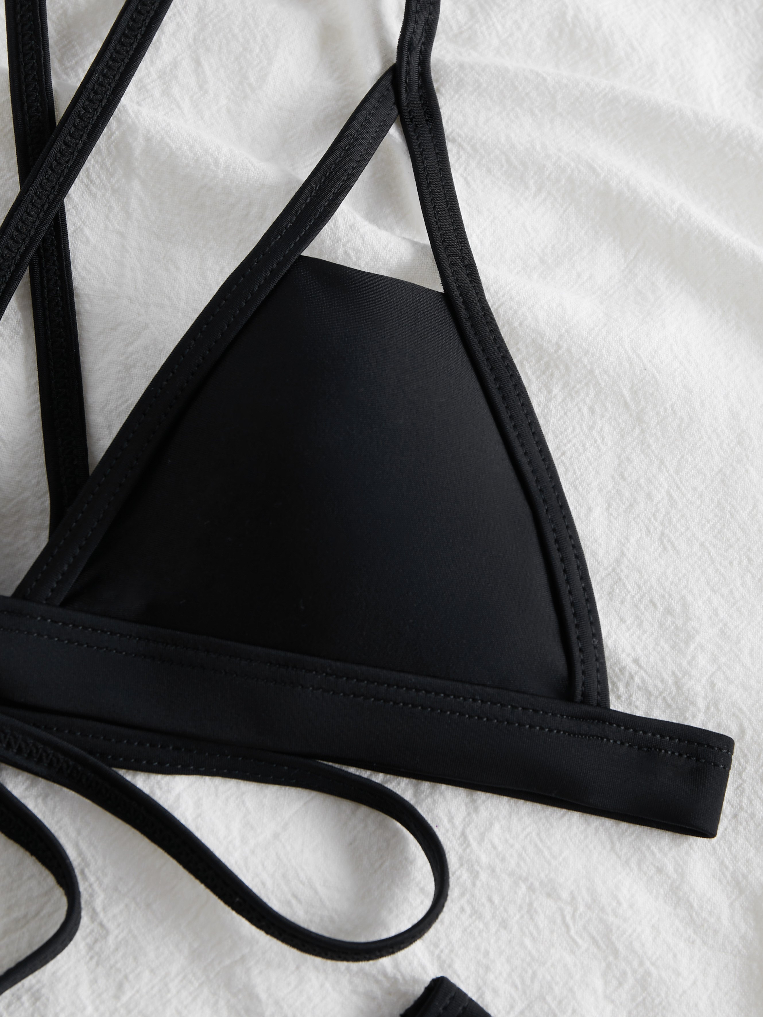 Solid Cut Out Backless String Thong Bikini