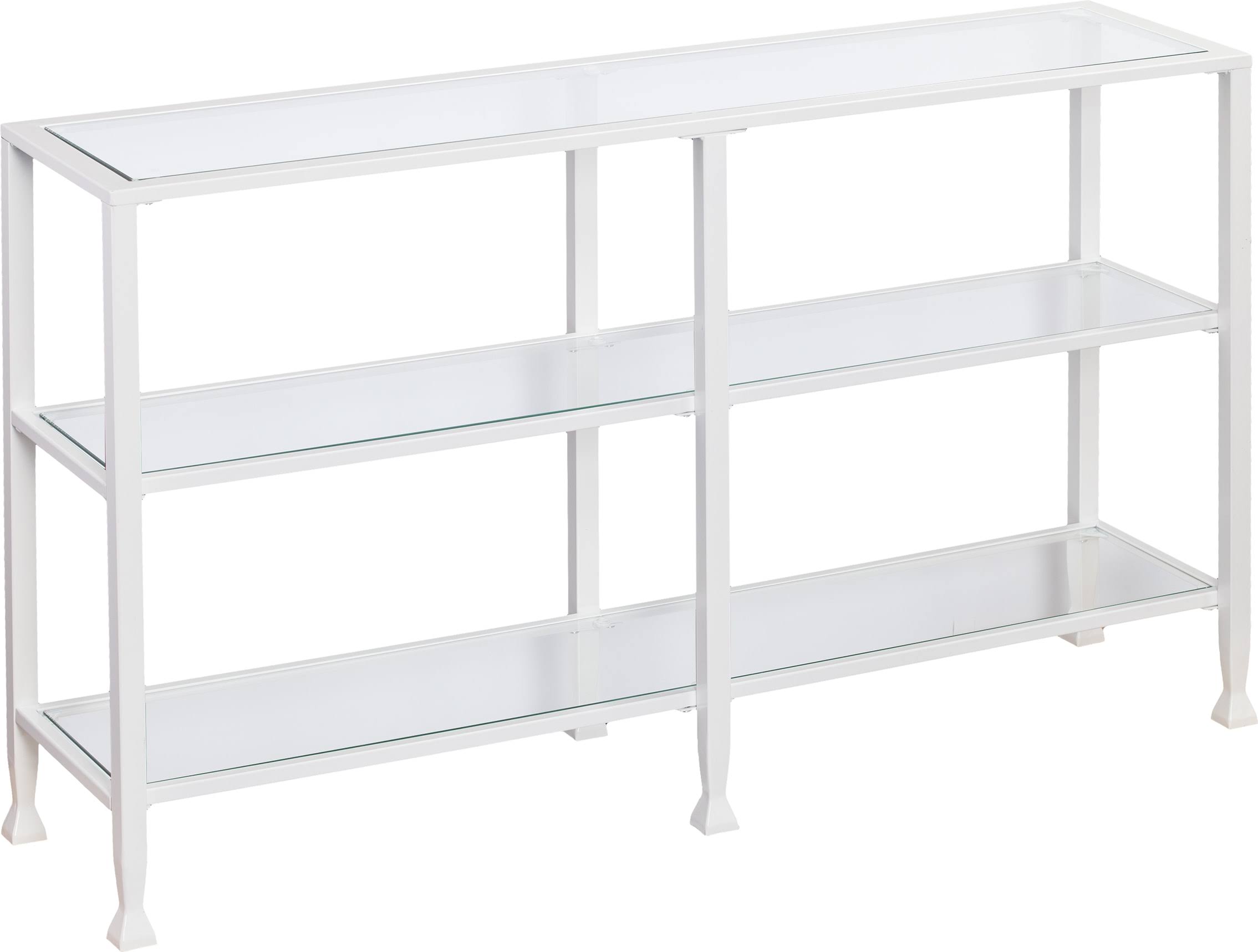 Southern Enterprises Jaymes Metal/Glass 3-Tier Console Table/Media Stand - White