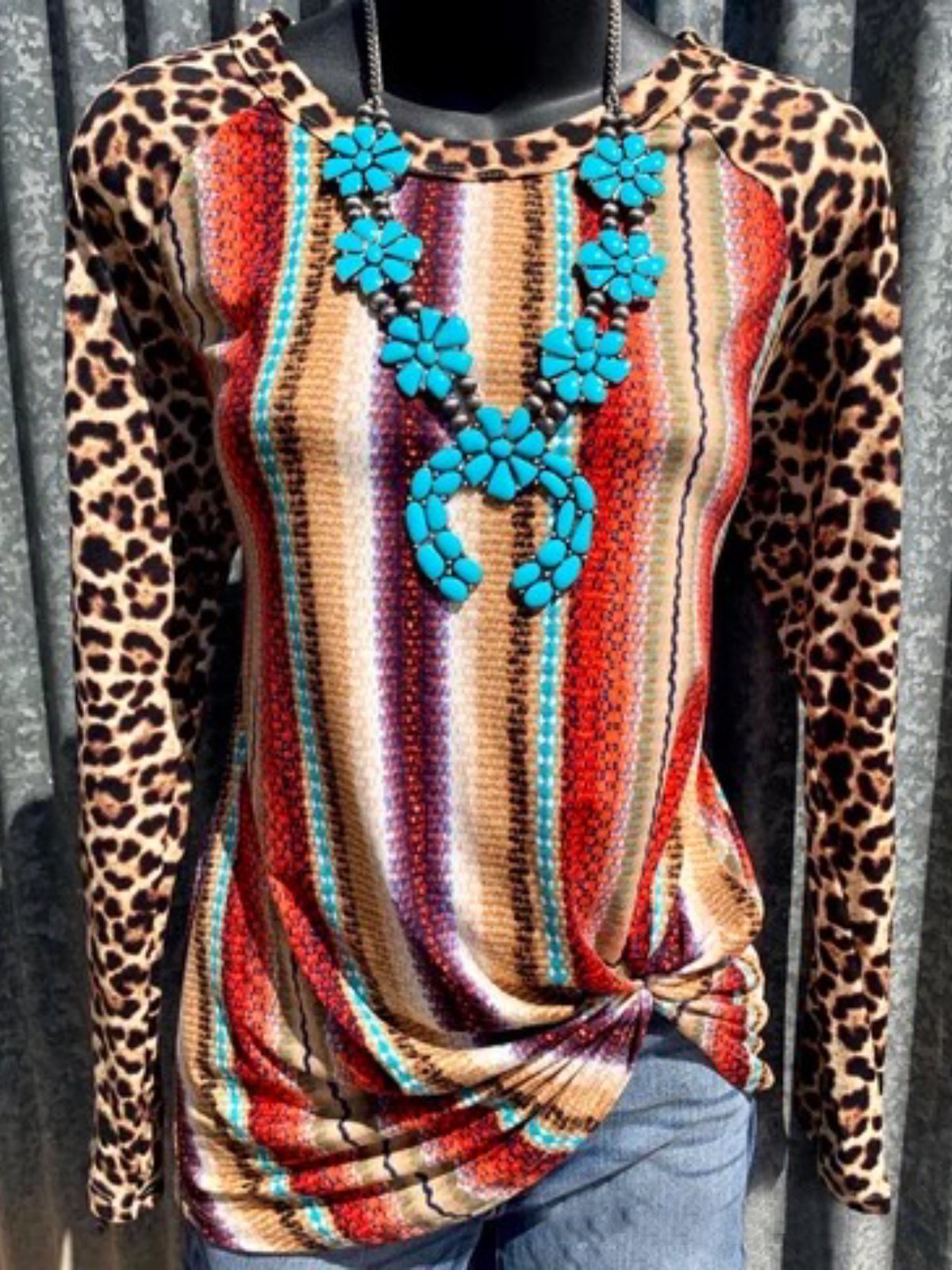 Casual Long Sleeve Plus Size Printed Tops