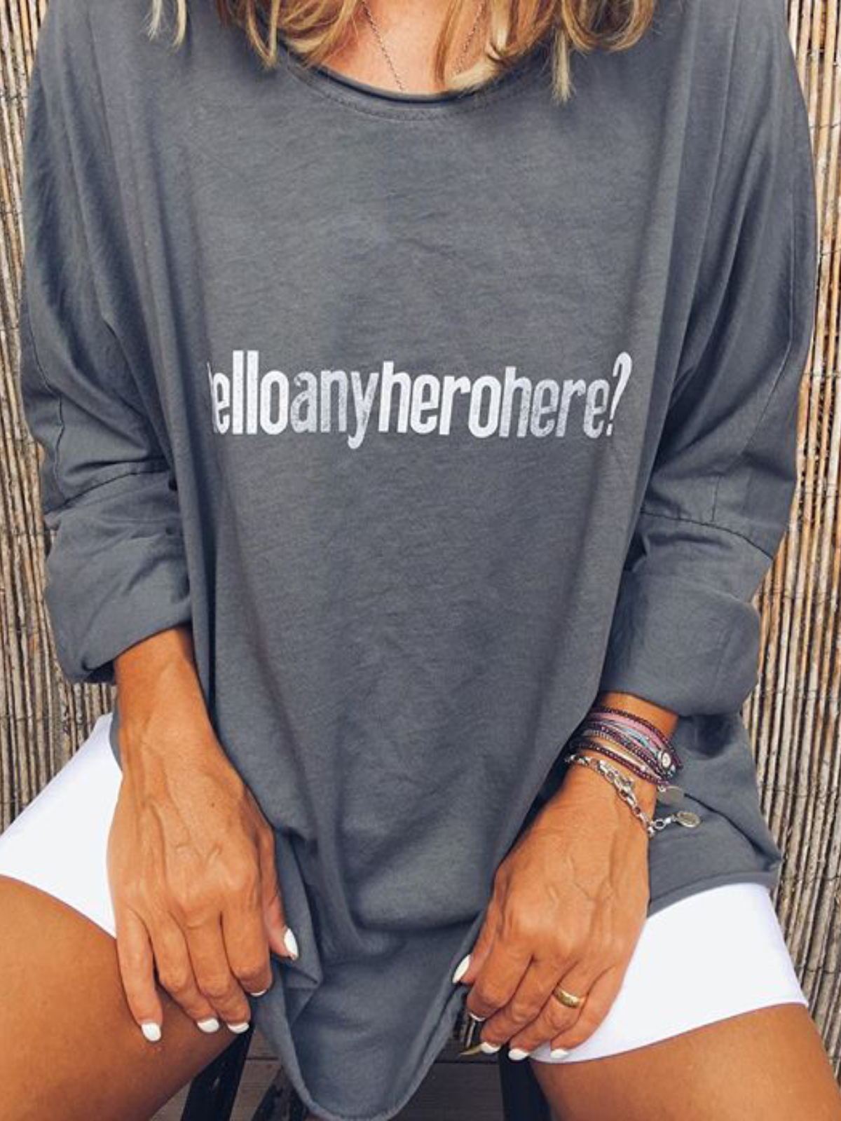 Plus Size Casual  Crew Neck Long Sleeve Tops