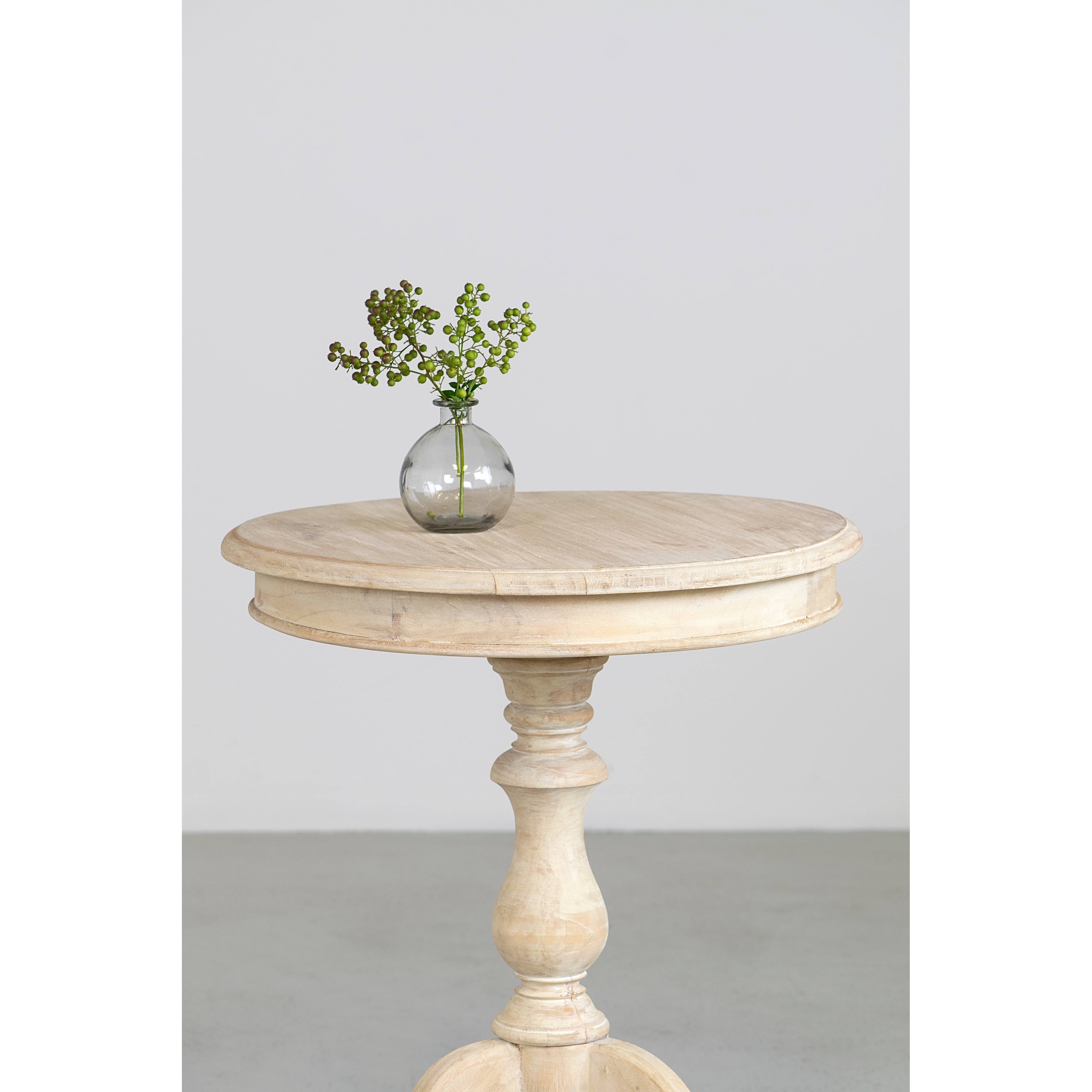 Allura Pedestal Round End Table Natural Wash - East at Main