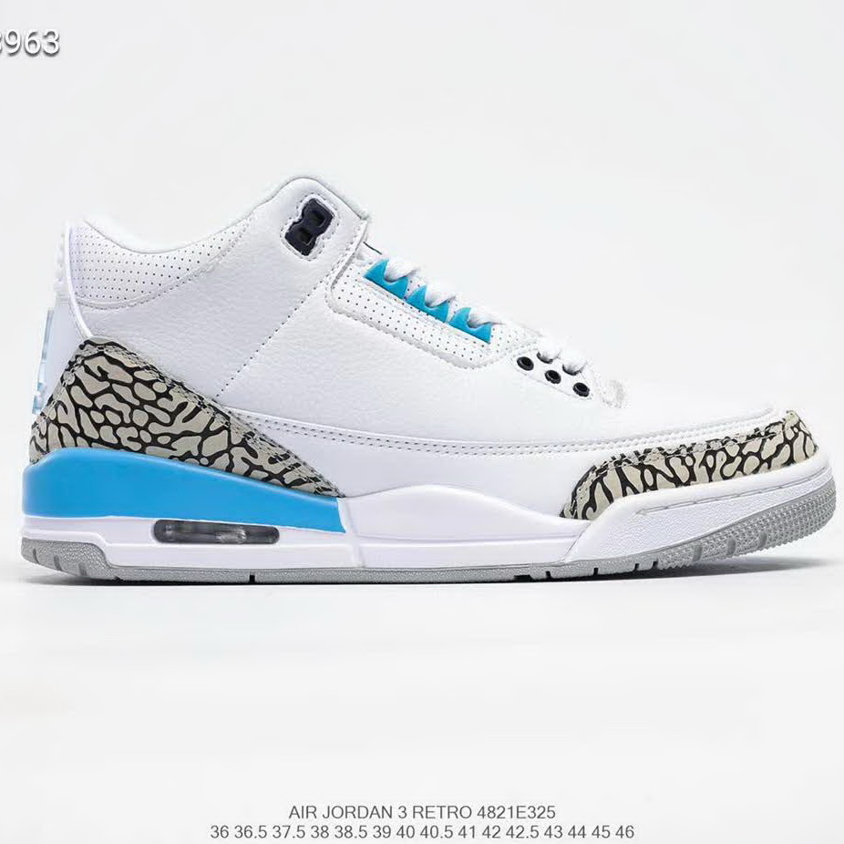 官网同步20秋季最新热销款-耐克/Nike Air Jordan 3，乔丹3代篮球鞋，采用细腻的皮革材质搭配爆裂纹，清爽活力十足的外观，让它成为百搭之选