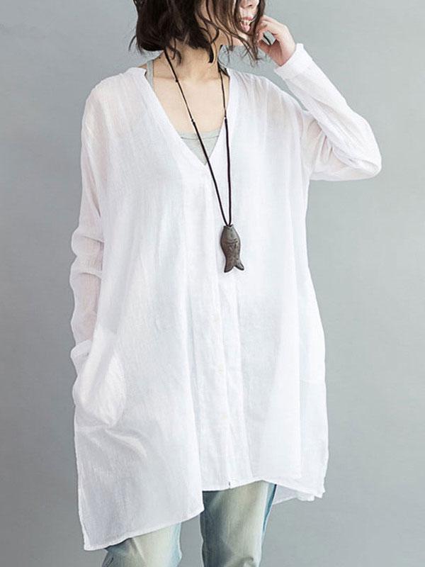 Plus Size Solid Color Casual Blouse