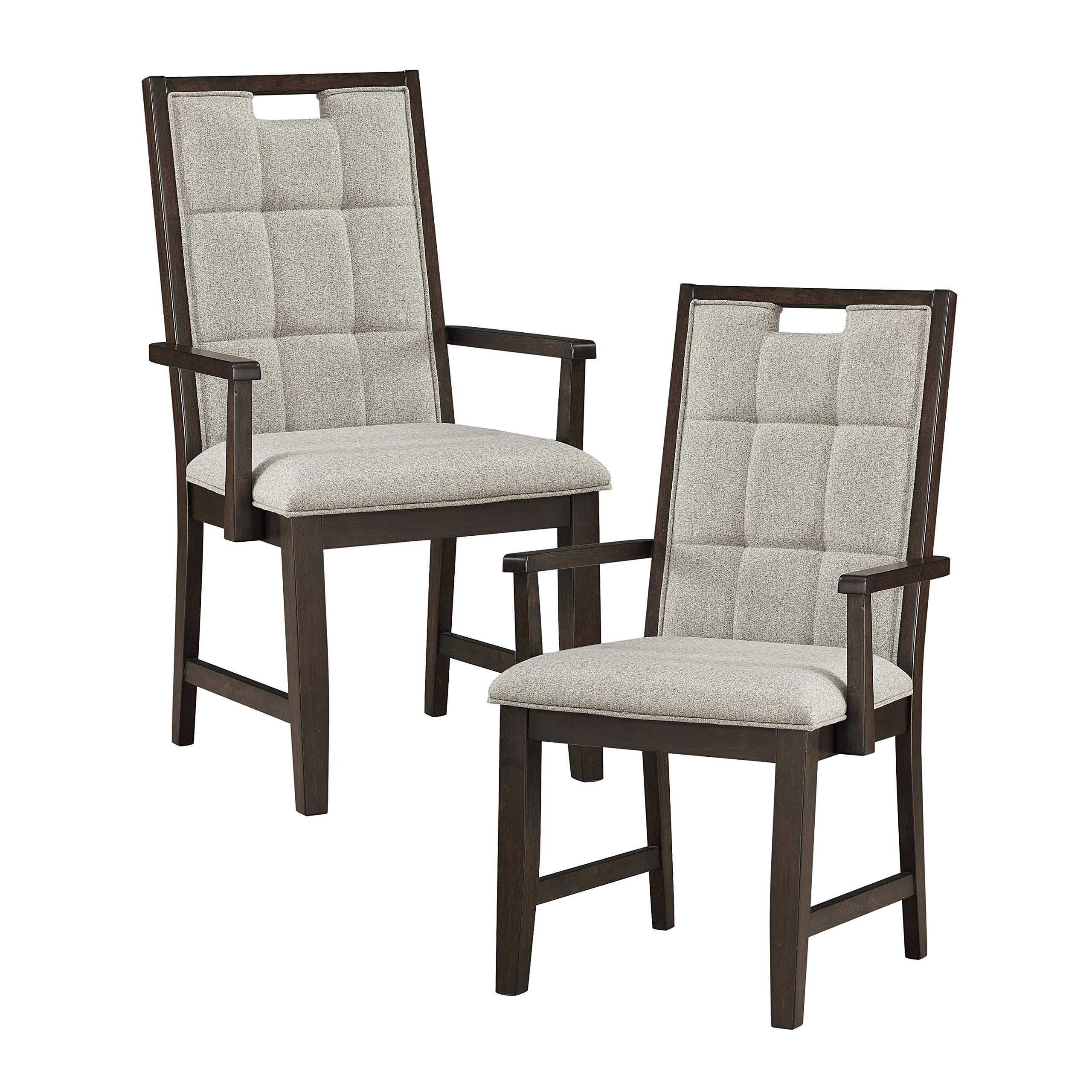 Rathdrum 2 Gray Fabric/Dark Oak Wood Arm Chairs by Homelegance