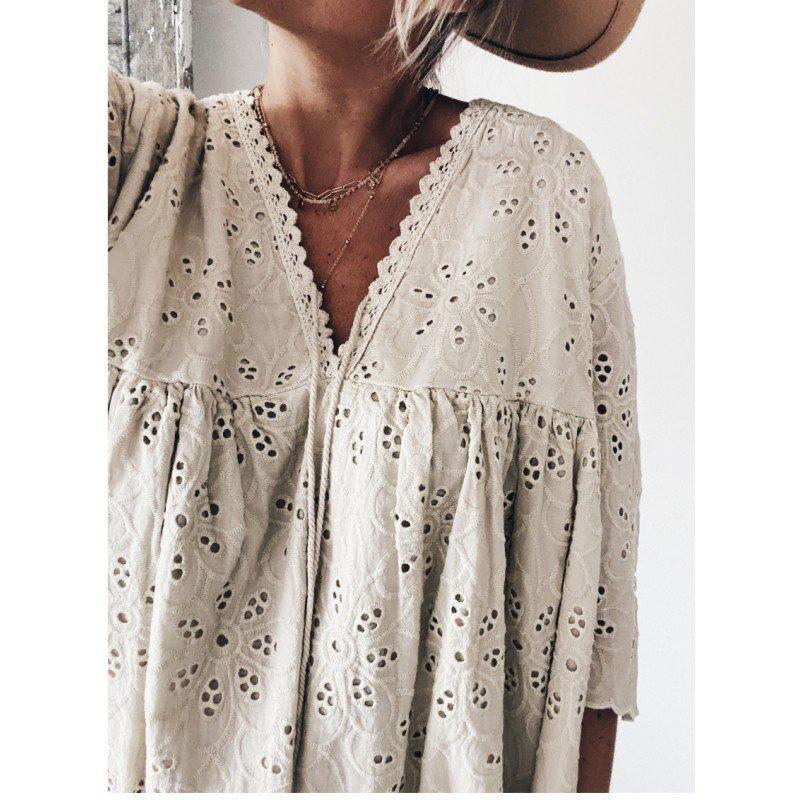 Cotton-Blend Short Sleeve Dresses