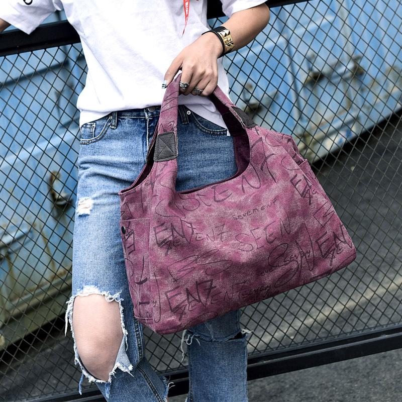 Casual Fashion Ladies Shoulder Bag Canvas Large Capacity Portable Big Bag