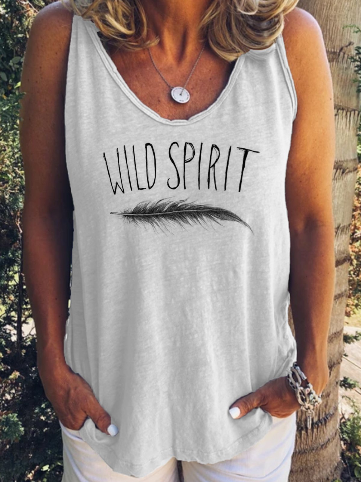 Casual loose simple printed vest