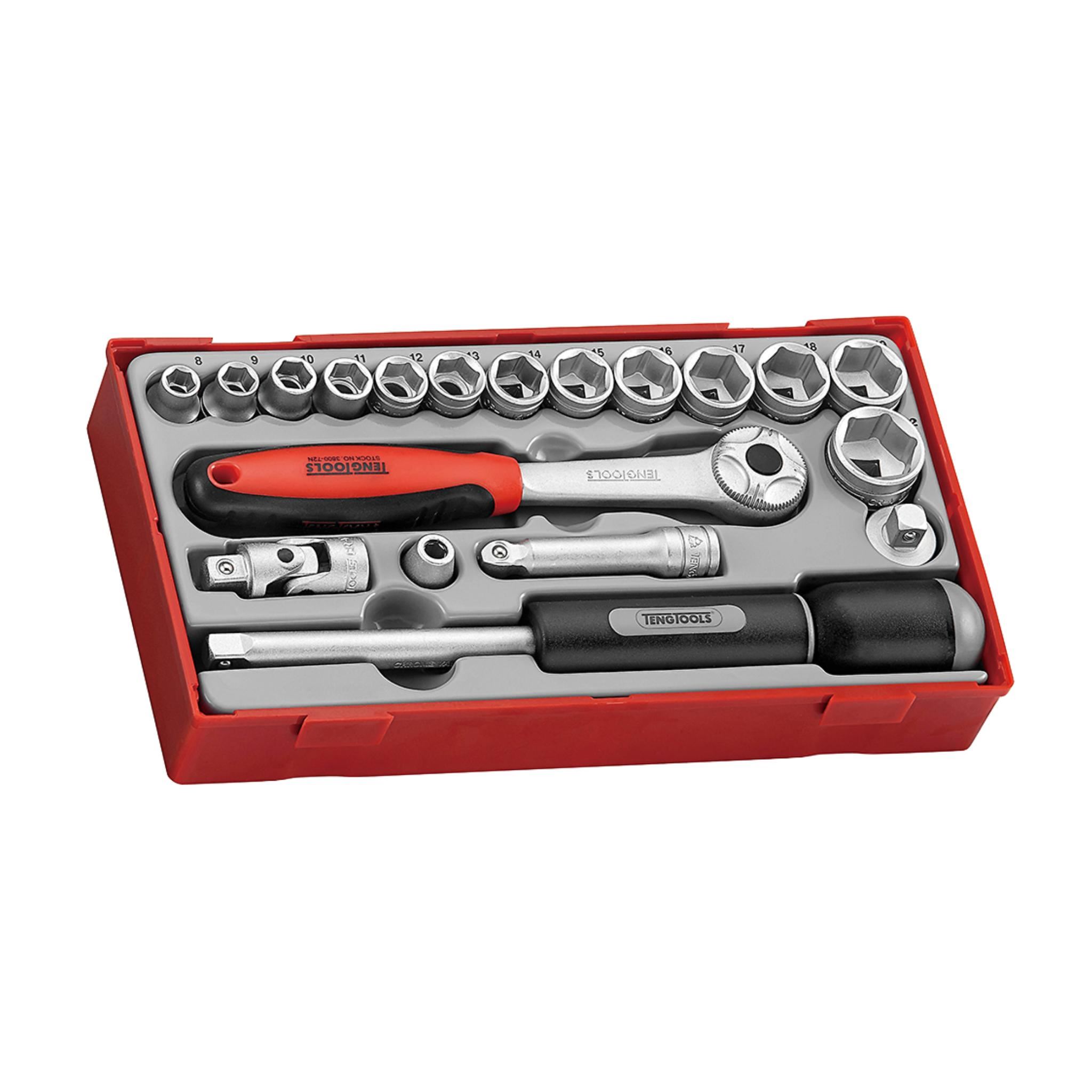 Teng Tools �C 19 Piece 3/8��� Drive Socket Set �C TEN-O-TT3819