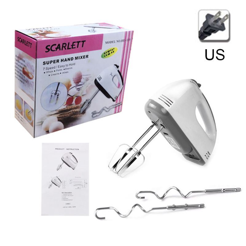 Plug Electric Food Mixer 7 Speeds Adjustable Dough Blender Hand-held Egg Beater Cream Whisk for Kitchen