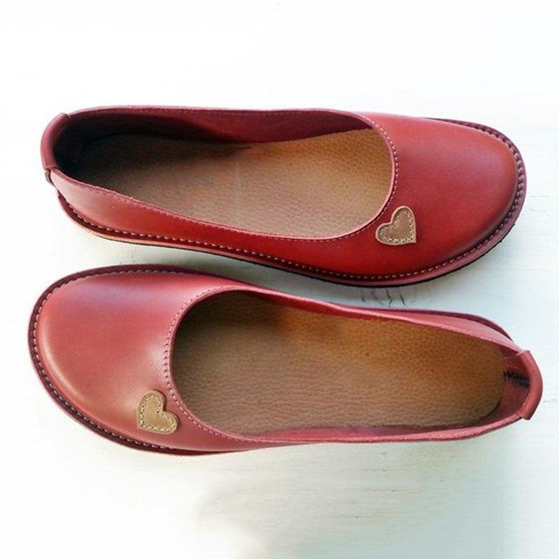 Women Soft Heart Flat Heel Summer Loafers
