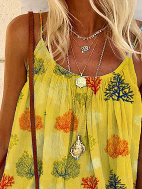 Yellow V Neck Boho Cotton Vests